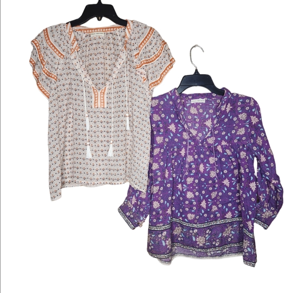 Ulla Johnson 100% Silk & 100% Cotton Floral Tops Size 2